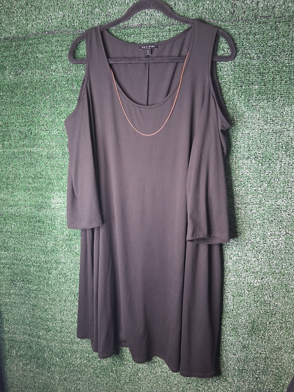 As U Wish Black Cold-Shoulder Swing Mini Dress